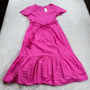 J.Crew BF890 Midi Dress Women's 6 Pink Barbiecore Preppy Modest Work Summer